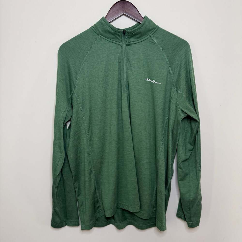 Eddie Bauer Men's Large FreeDry 1/4 Zip Pullover Green